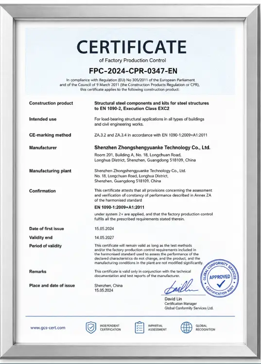 Certification document 1